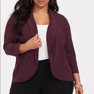 Torrid Burgundy Crepe Boyfriend Blazer